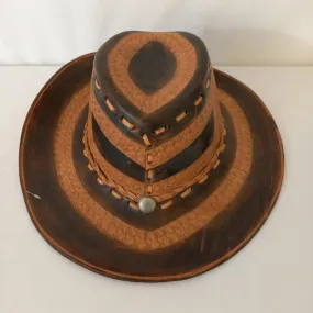 Ancien Chapeau de cowboy en cuir fait au Mexique depuis 1989