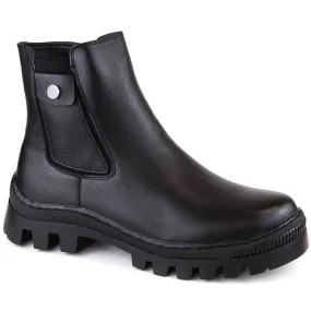 Bottines trapèze isolées femme Potocki noires avec poche le noir