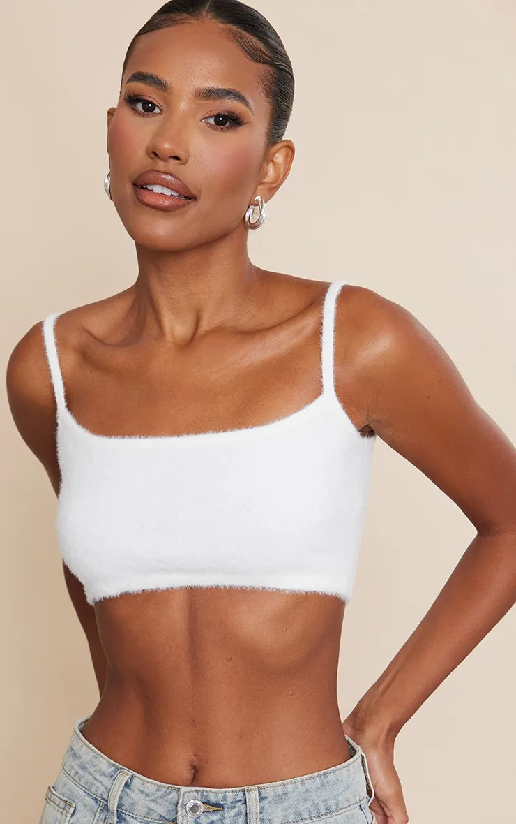 Bralette crème clair en maille duveteuse