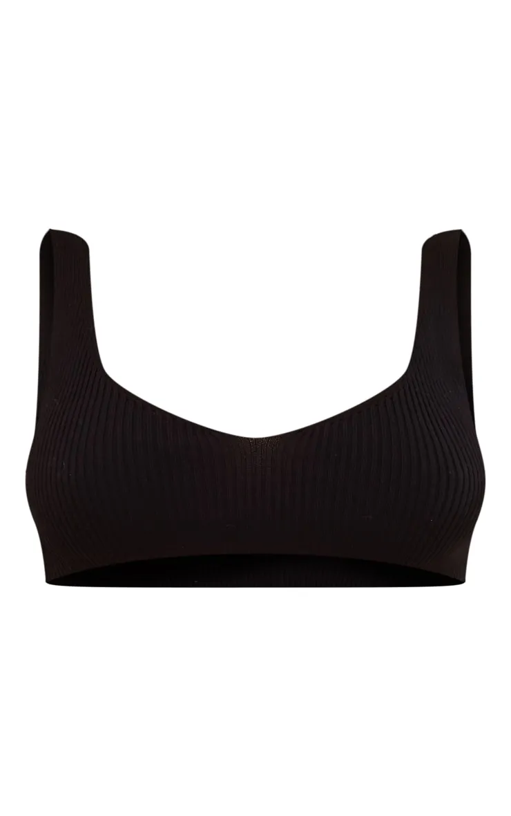 Bralette noire en maille côtelée