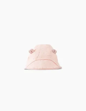 Chapeau rose poudré à pois bébé fille