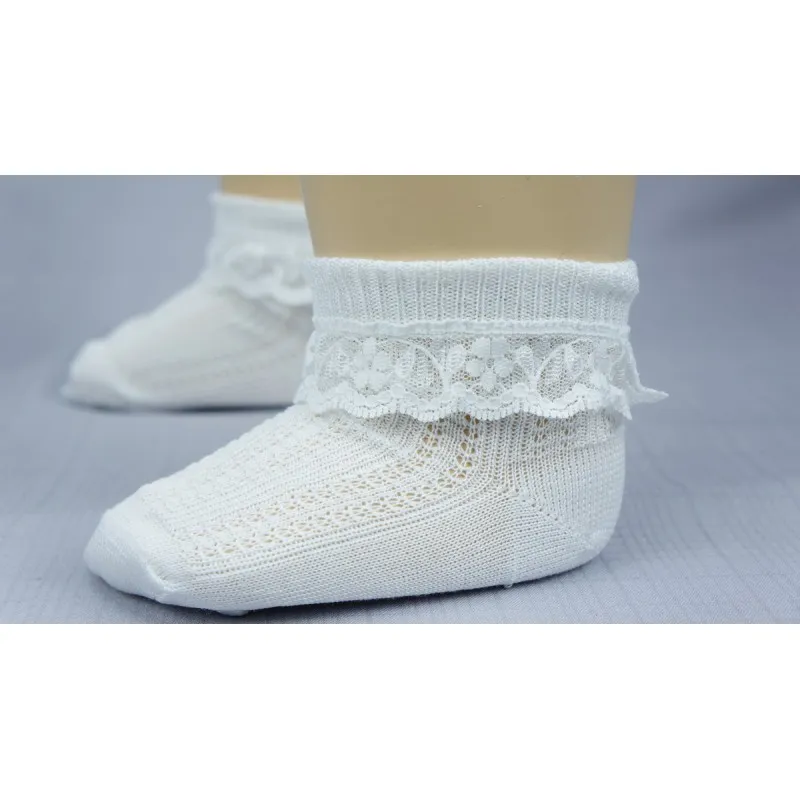 Chaussette dentelle blanche ivoire