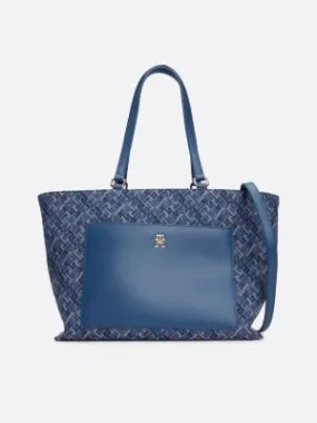 Fourre-tout en toile jacquard monogramme TH | Bleu | Tommy Hilfiger