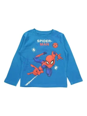 Marvel - T-shirt garçon imprimé Spiderman en coton - Bleu