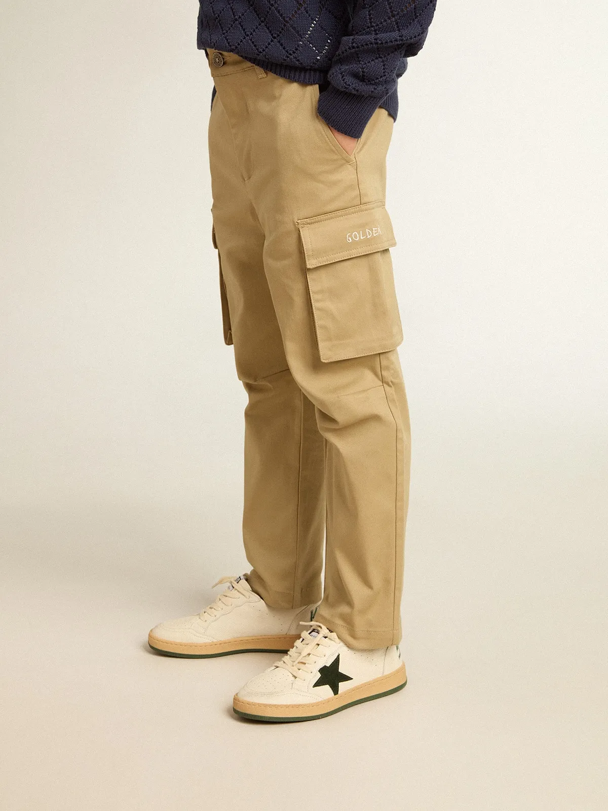 Pantalon cargo garçon couleur sable | Golden Goose