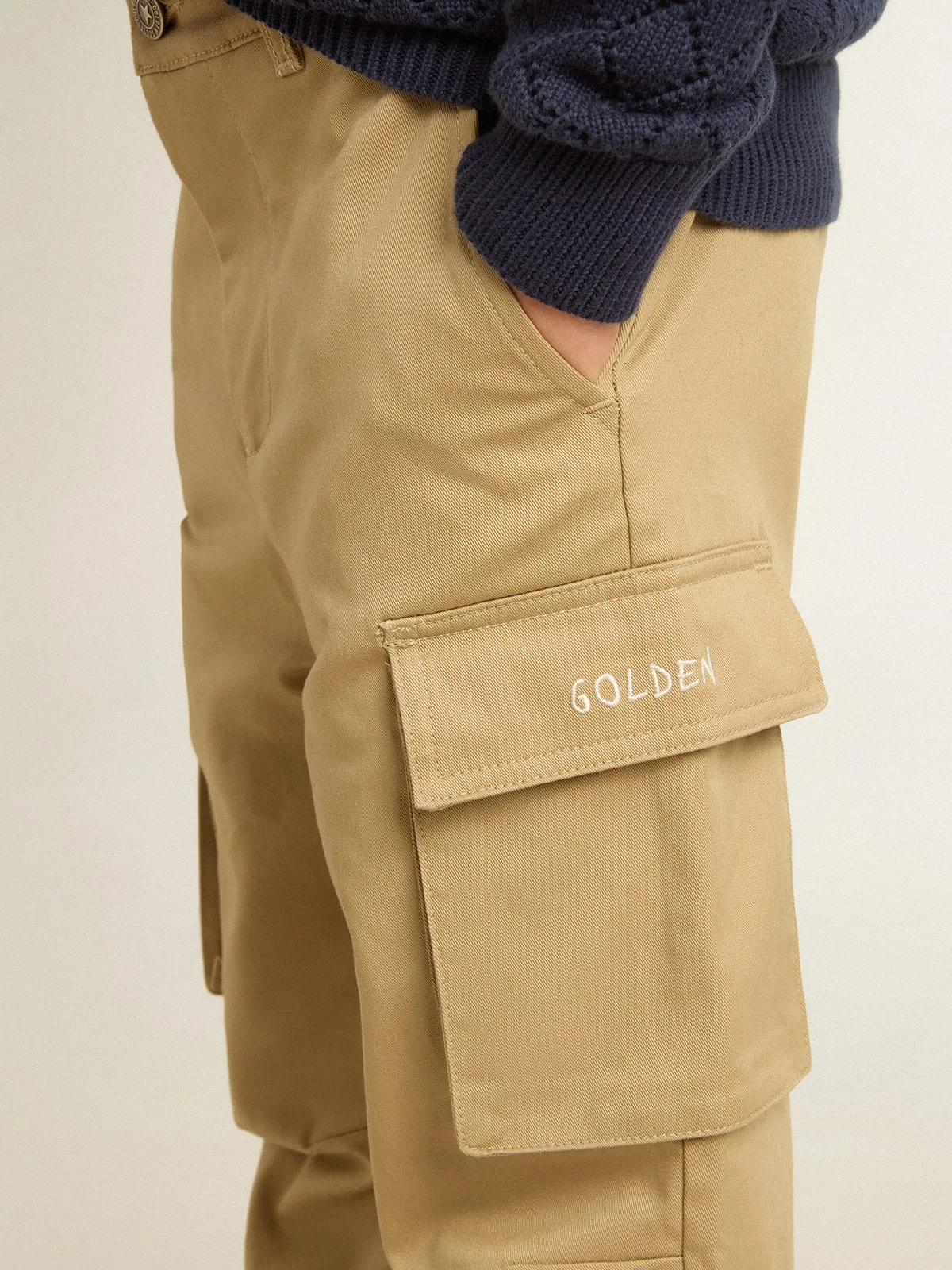 Pantalon cargo garçon couleur sable | Golden Goose