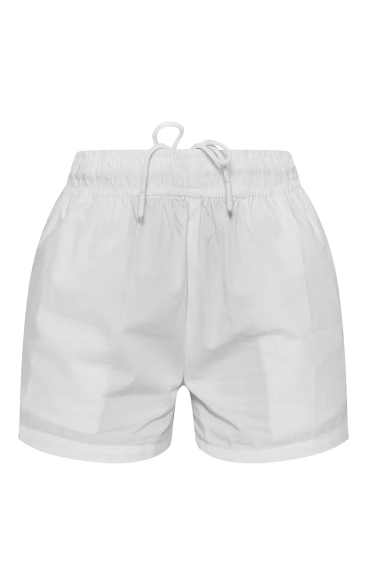 Petite Short en popeline de coton blanche à poches