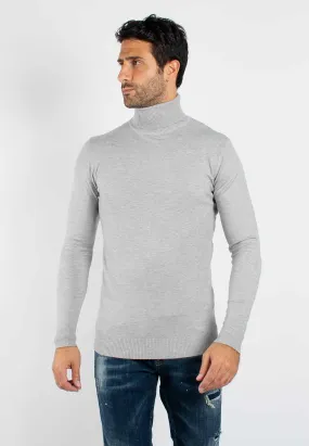 Pull fin col roulé YY02 - Gris