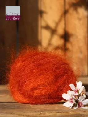 Pure Laine Mohair Orange cuivré (pelote 50g) - Mohair Ferme d'Auré