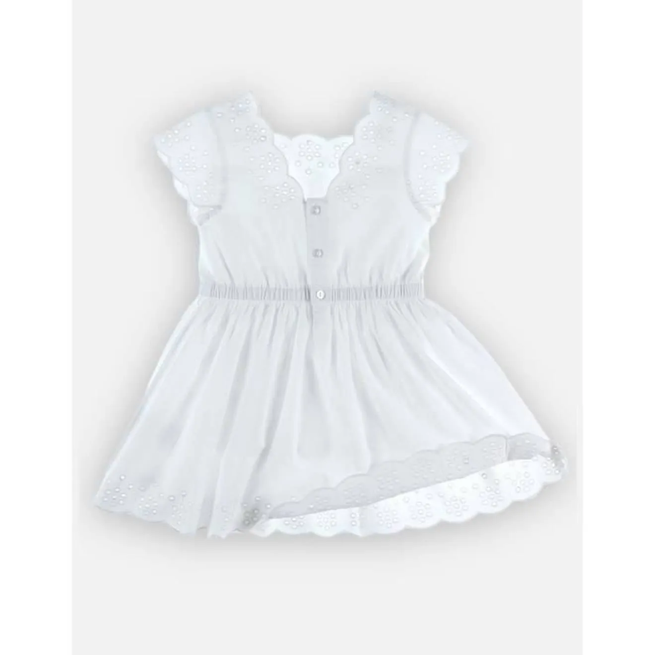 Robe en popeline et broderie anglaise blanc - Noukies