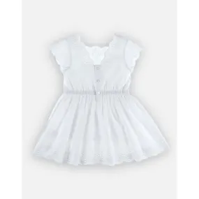 Robe en popeline et broderie anglaise blanc - Noukies