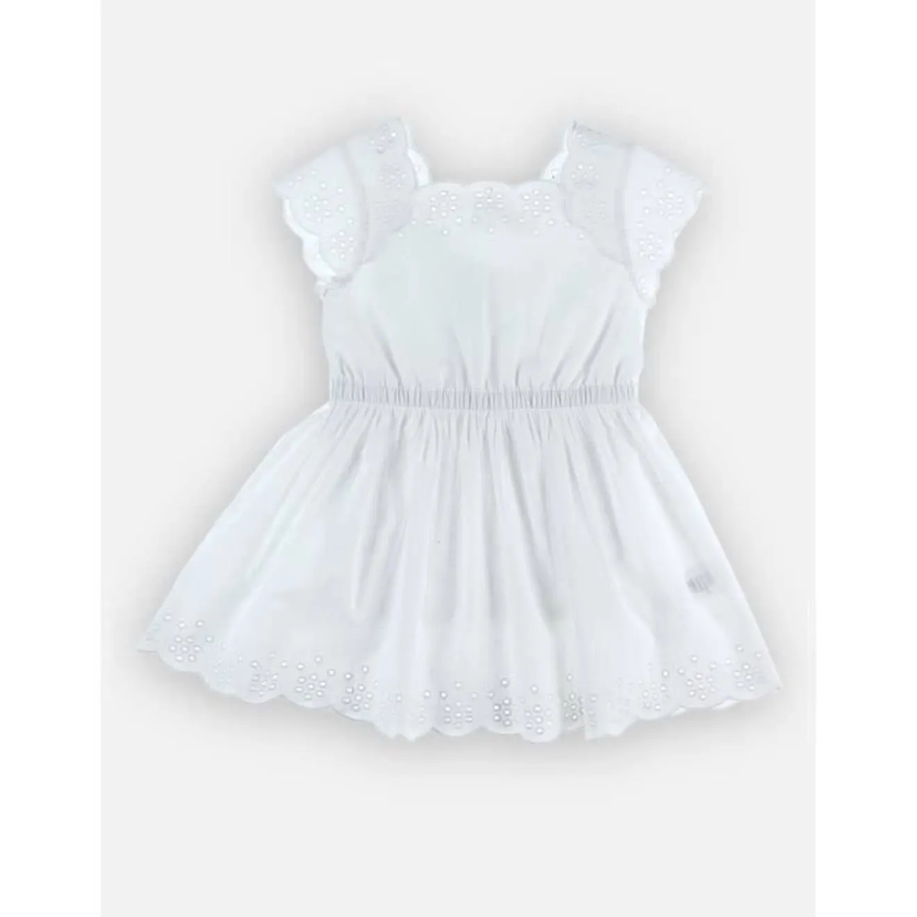 Robe en popeline et broderie anglaise blanc - Noukies