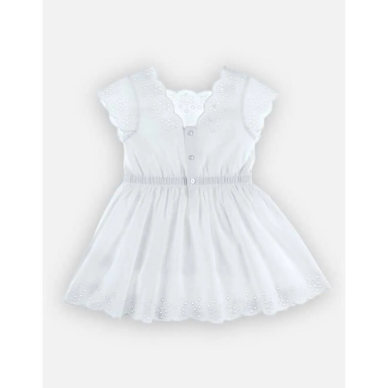 Robe en popeline et broderie anglaise blanc - Noukies