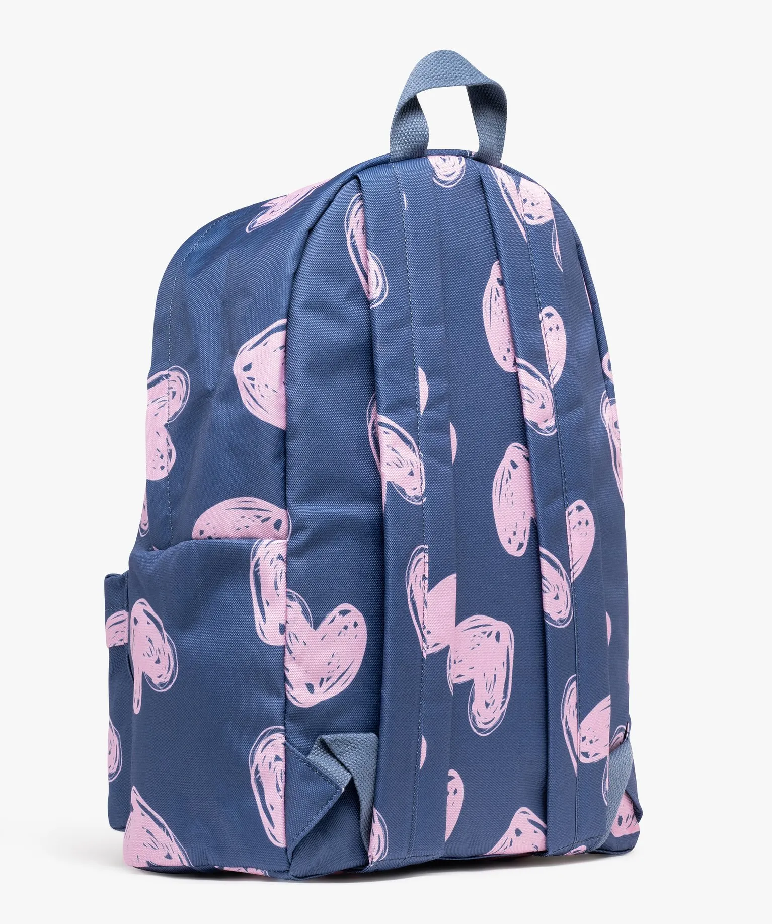 Sac à dos en toile à motifs coeurs fille bleu clair