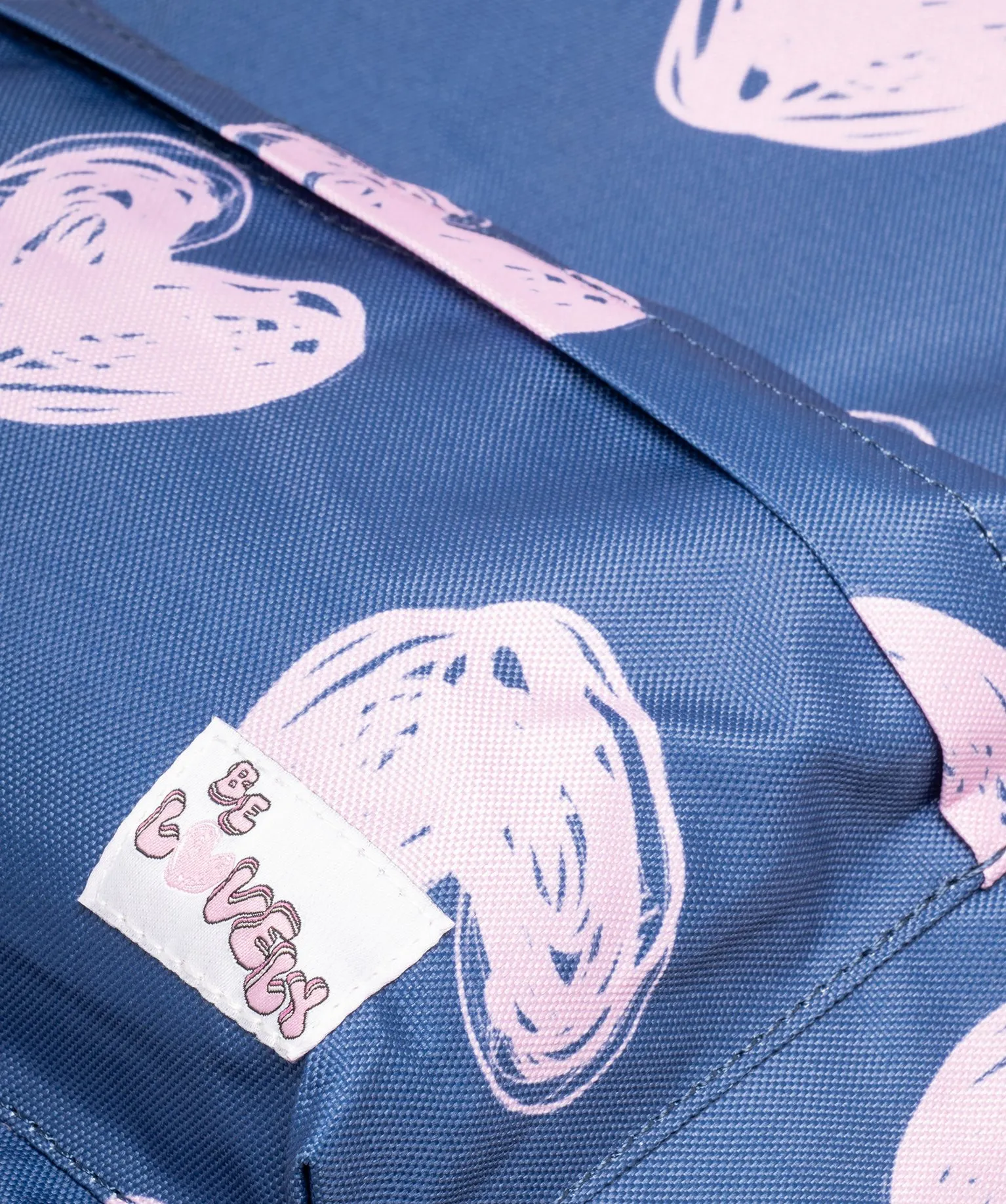 Sac à dos en toile à motifs coeurs fille bleu clair