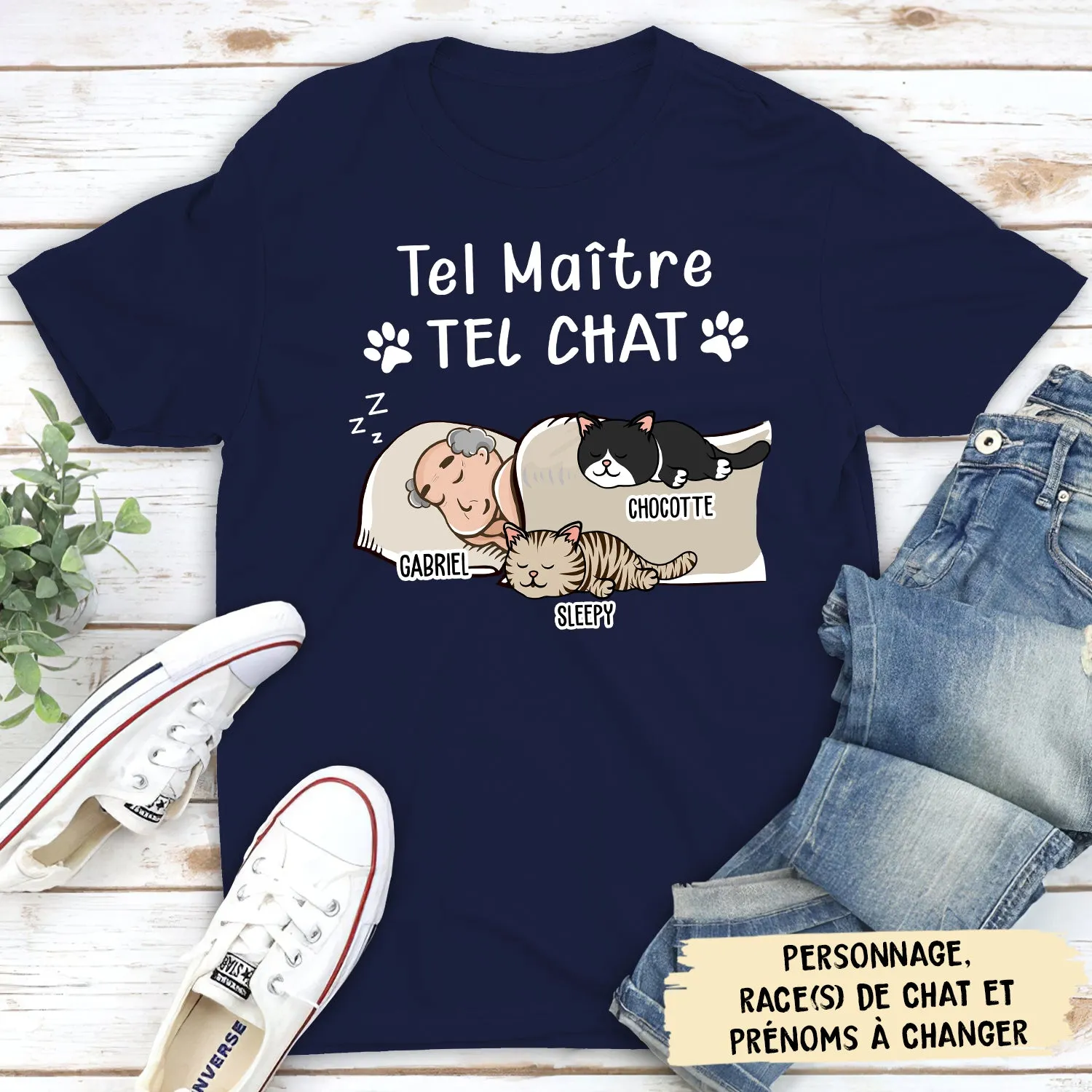 T-shirt Unisex Personnalisé - Tel Maitre, Tel Chat