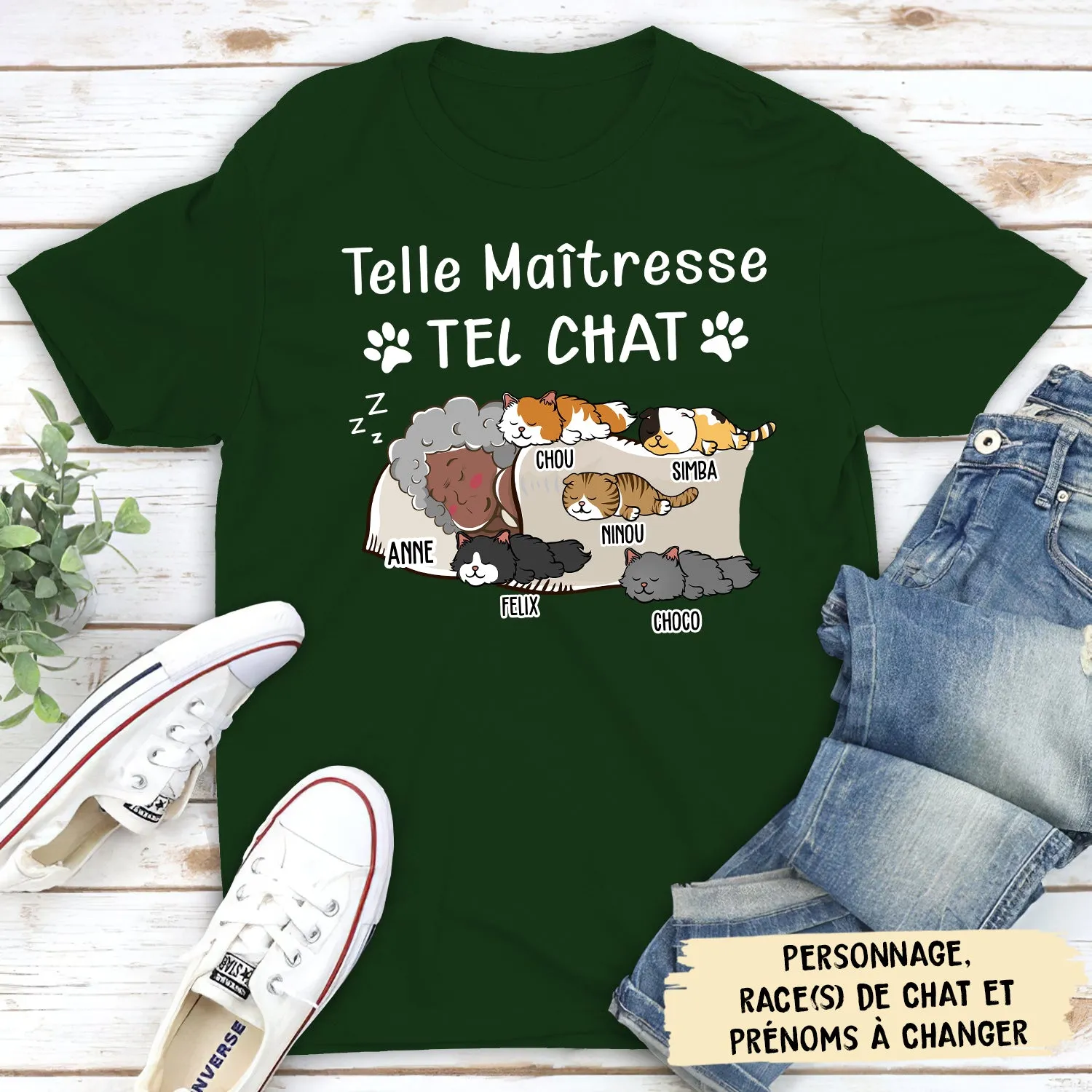 T-shirt Unisex Personnalisé - Tel Maitre, Tel Chat