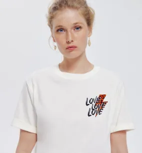 T-shirt à message love - Imprimé écru